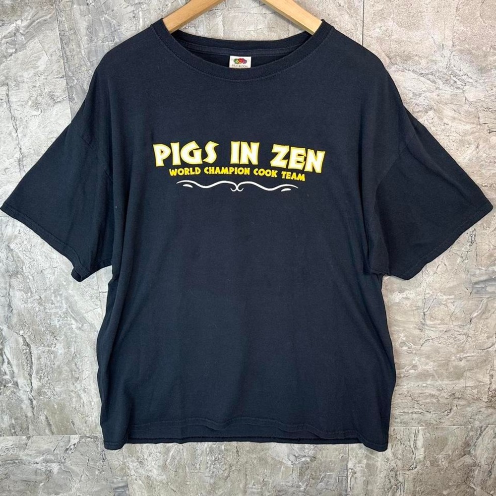 2001‎ Pigs in Zen World Champion Cook Team black cotton tee foodie Men's XL